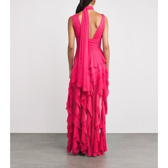 Alice + Olivia Holly Ruffle Maxi Dress With Scarf in Raspberry 2 New Womens Gown - Picture 12 of 16